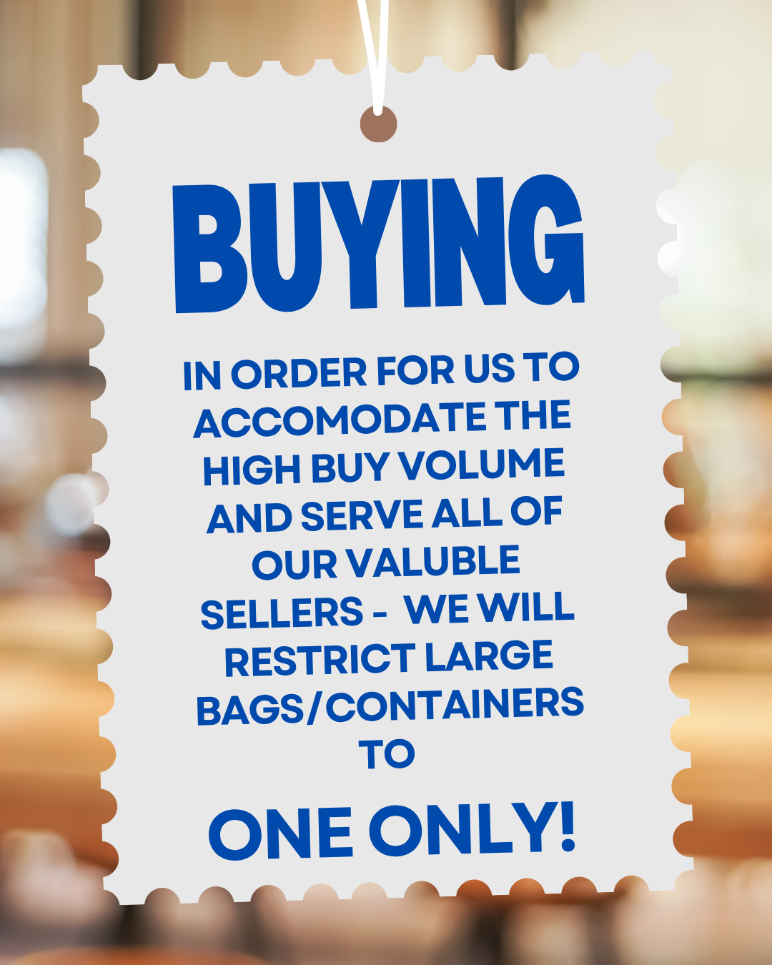a notice about buying limits
